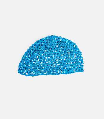 Public Desire Bright Blue Sequin Crochet Hat