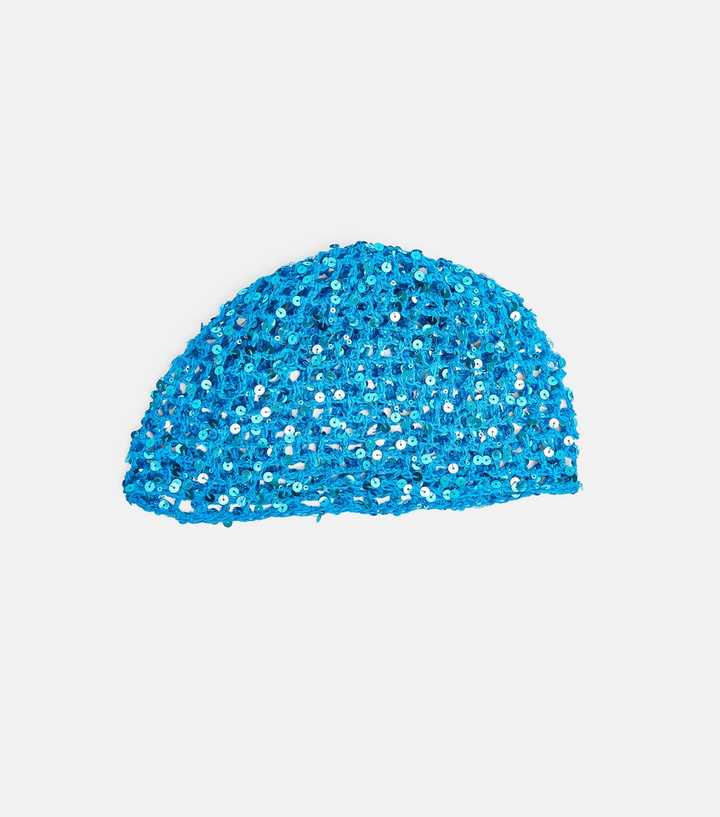 Public Desire Bright Blue Sequin Crochet Hat
