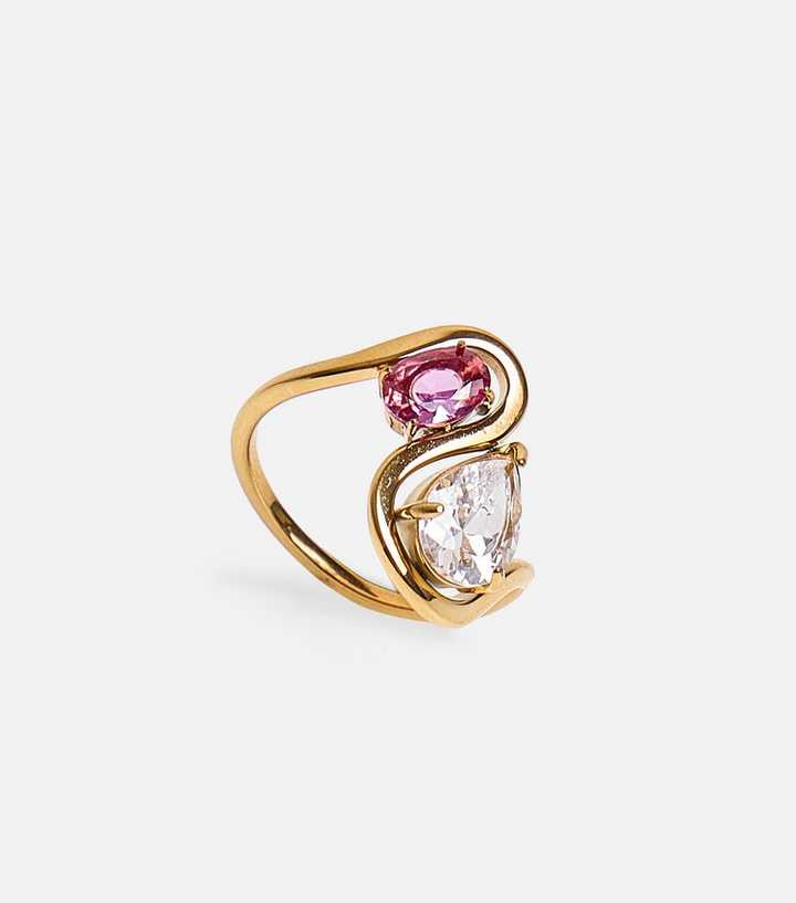 Public Desire Gold Tone Double Diamanté Ring