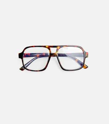 Public Desire Brown Oversized Clear Lens Aviator Sunglasses