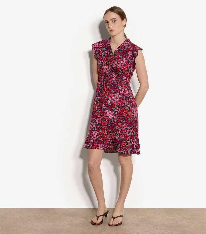 Apricot Purple Floral Patchwork Mini Dress