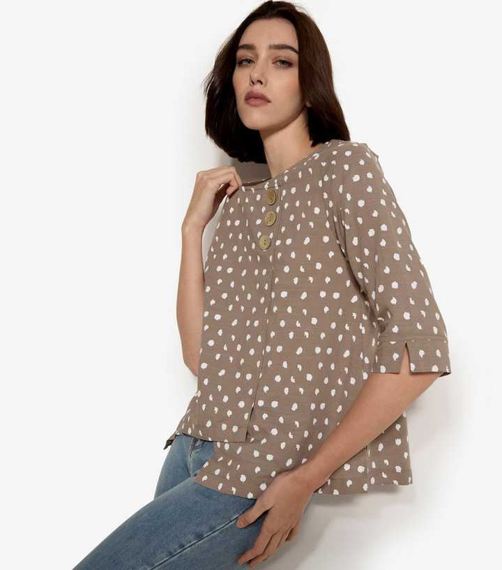 Apricot Light Brown Textured Dot Top