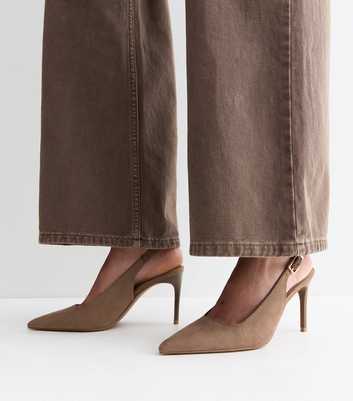 Light Brown Faux Suede High Stiletto Slingback Pumps