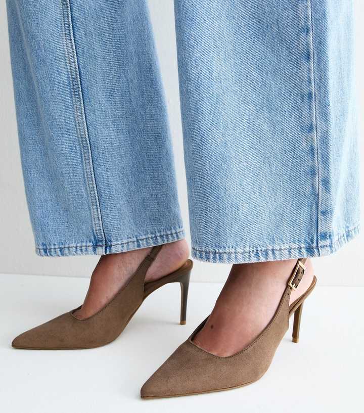 Light Brown Faux Suede High Stiletto Slingback Pumps