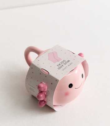 Pink Axolotl Mug and Fluffy Socks Set