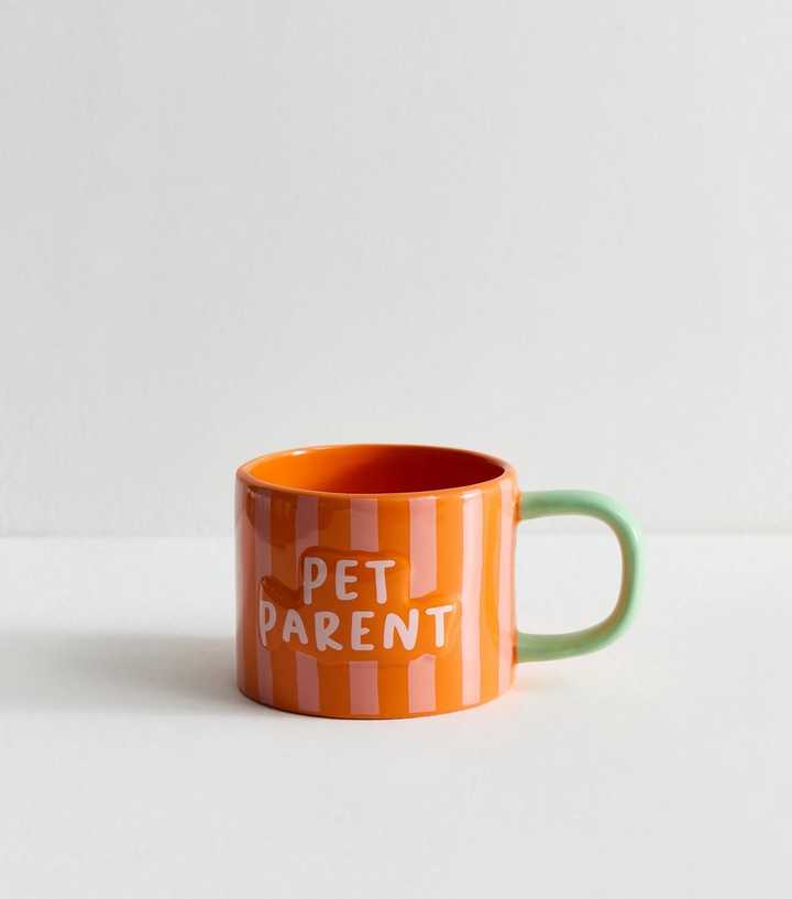 Orange Ceramic Striped Pet Parent Mug 370ml