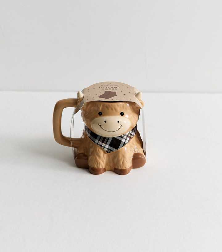 Brown Highland Cow Mug and Socks Set