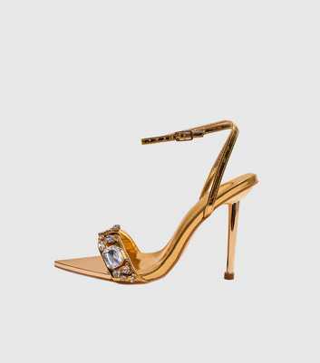 Public Desire Gold Icicle Patent Jewel Embellished Stiletto Sandals