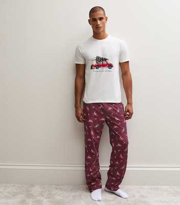 Red Cotton Christmas Car Print Pyjama Set