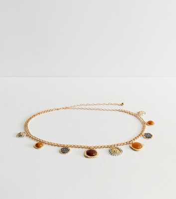 Gold Tone Medallion Charm Chain Belt