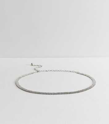 Silver Tone Diamante Chain Belt