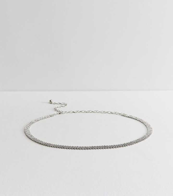 Silver Tone Diamante Chain Belt