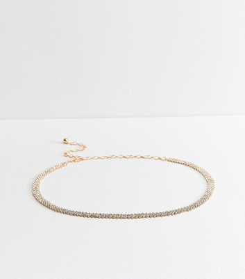 Gold Tone Diamante Chain Belt