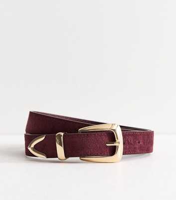 Dark Burgundy Faux Suede Pointed Tip Belt