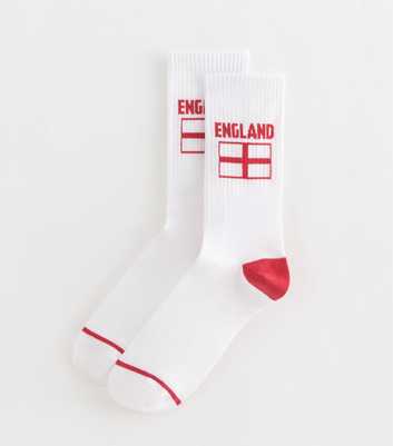 White Ribbed England Flag Ankle Socks