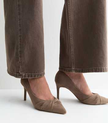 Light Brown Faux Suede Twist Front Court Shoes