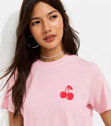 Pink Cherry Print T-Shirt