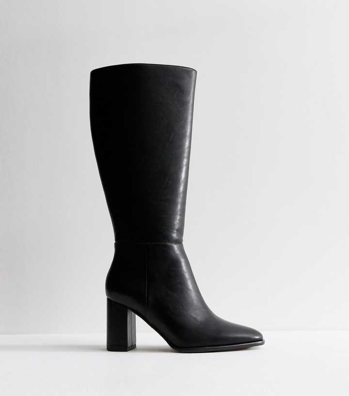 Black Faux Leather Side Zip Tall Boots