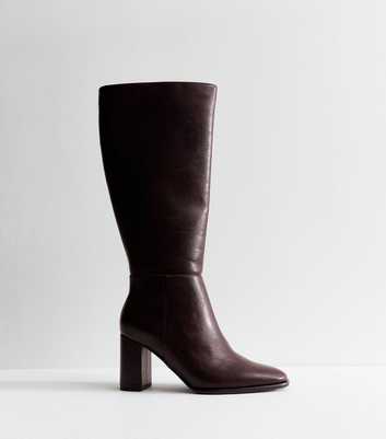 Dark Burgundy Faux Leather Side Zip Tall Boots