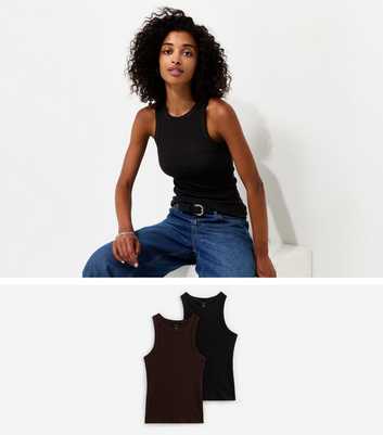 Brown Pack Of 2 Cotton Rich Racer Vests