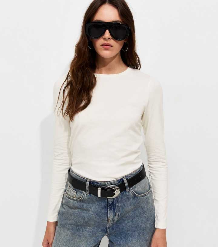 Cream Cotton Rich Crew Neck Long Sleeve T-Shirt