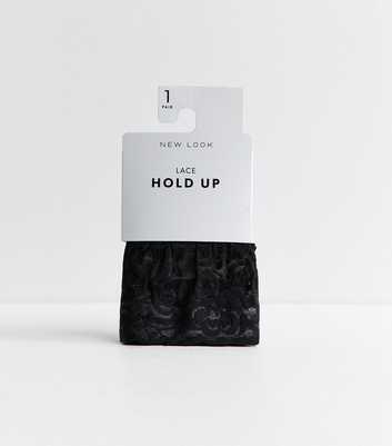 Black Lace Top Hold Up Tights