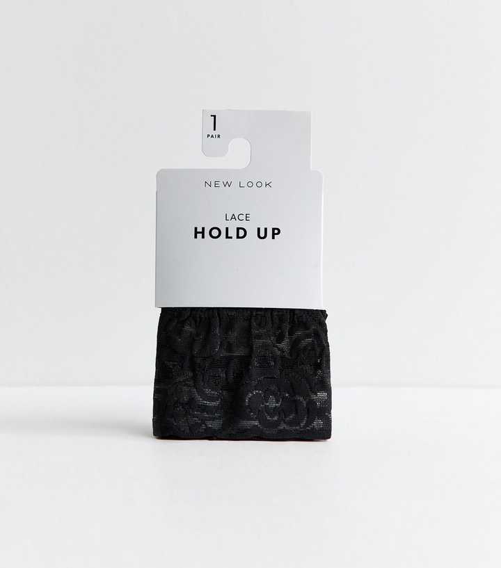 Black Lace Top Hold Up Tights