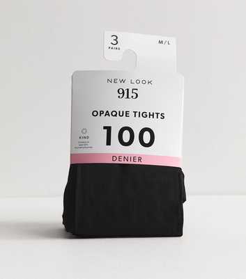 Girls Pack of 3 Black 100 Denier Opaque Tights