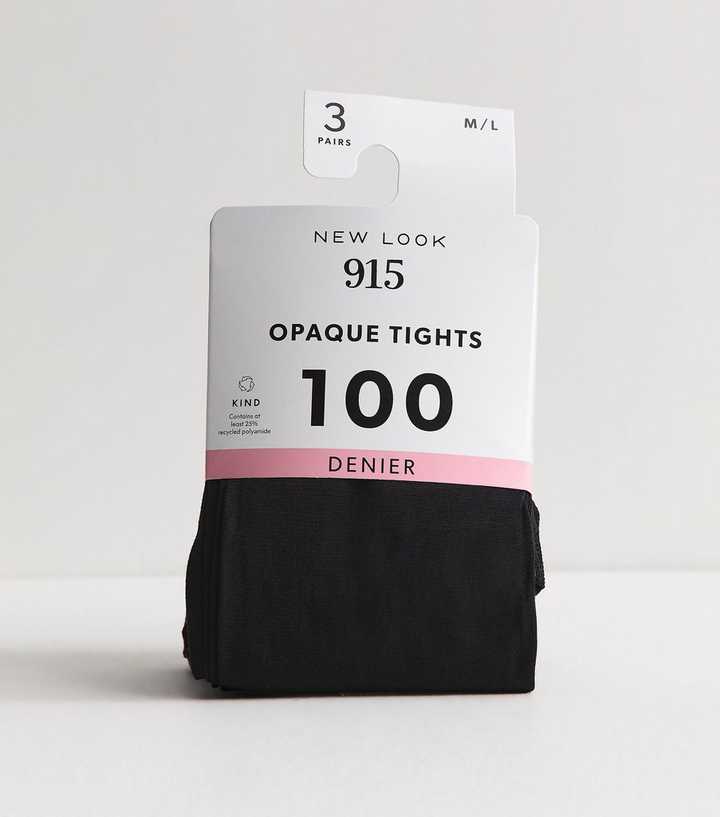 Girls Pack of 3 Black 100 Denier Opaque Tights
