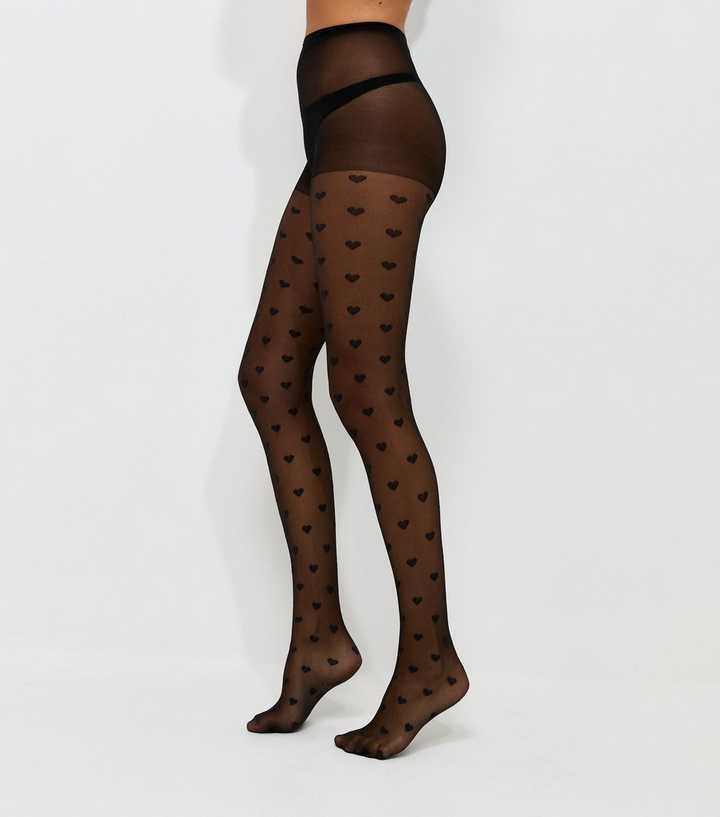 Black Heart Pattern Tights