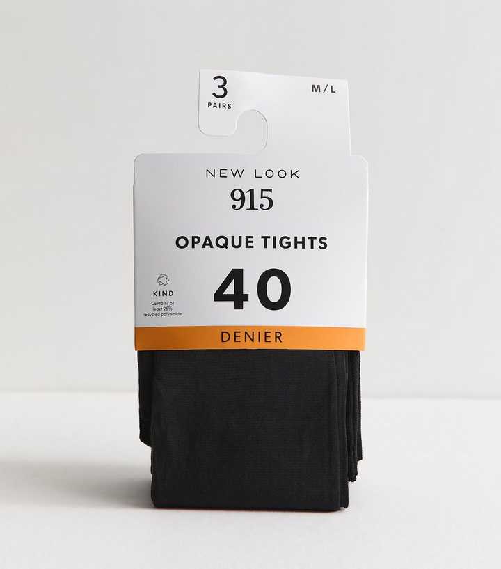 Girls Pack of 3 Black 40 Denier Opaque Tights
