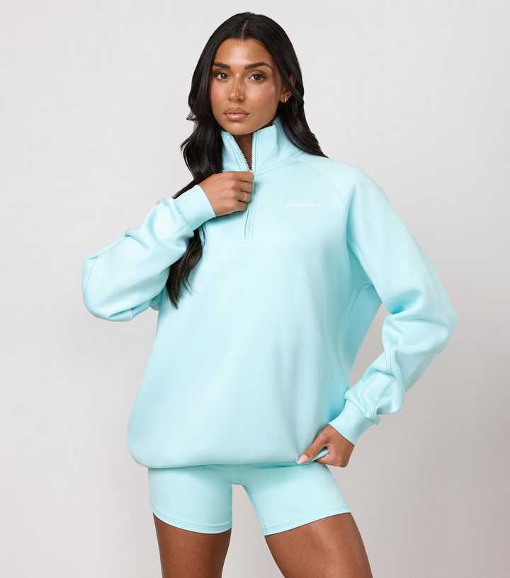 Gym King Turquoise 365 Raglan Sleeve Quarter Zip Sweatshirt