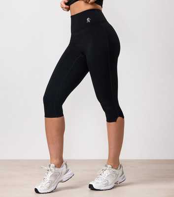 Gym King Black 365 Logo Print Capri Leggings