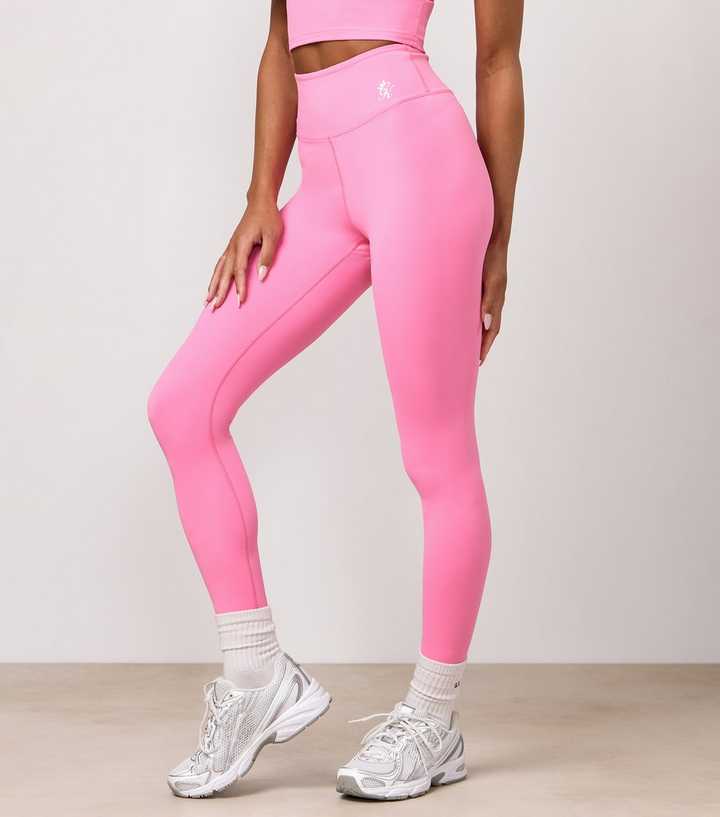 Gym King Bright Pink 365 Logo Print Leggings