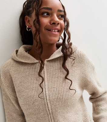 Girls Stone Ribbed Zip Through Hoodie