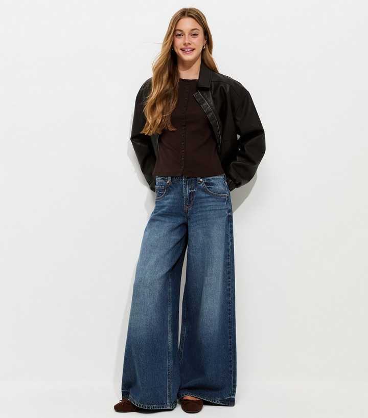 Dark Blue Super Wide Low Jeans
