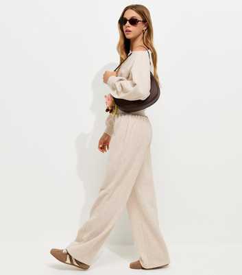 Girls Oatmeal Cotton Rich Wide Leg Joggers