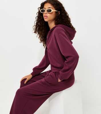 Girls Dark Burgundy Soft Touch Zip Front Hoodie