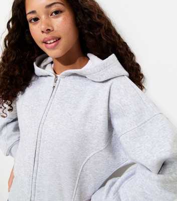 Girls Light Grey Cotton Rich Zip Through Hoodie