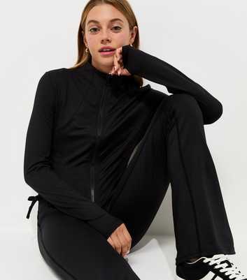 Girls Black Zip Through Ruched Side Seam Hoodie