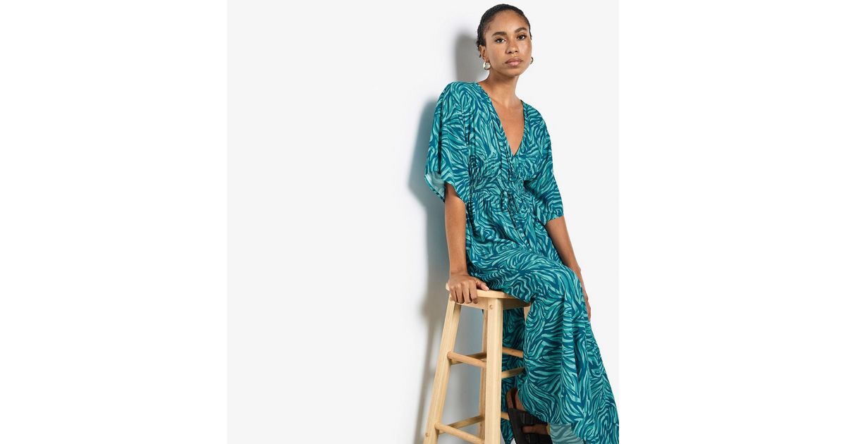 Apricot Blue Zebra Print Kimono Dress | New Look