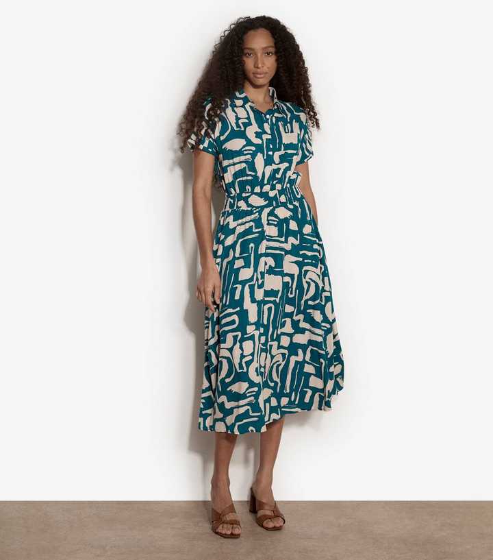 Apricot Teal Grecian Geo Print Midi Dress | New Look Apricot Teal Grecian Geo Print Midi Dress | New Look