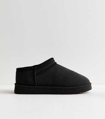 Black Faux Suede Low Top Lined Boots