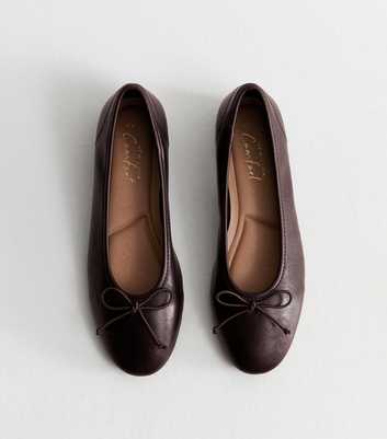 Dark Burgundy Faux Leather Low Heel Ballet Pumps