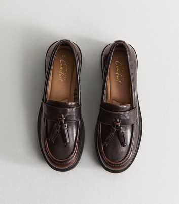 Dark Burgundy Burnished Faux Leather Tassel Loafers