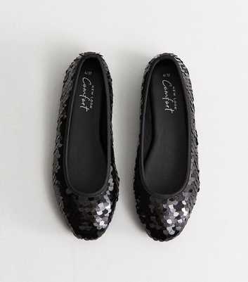 Black Layered Sequin Ballet Pumps