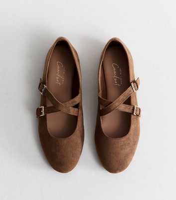 Tan Faux Suede Multi Strap Mary Jane Shoes