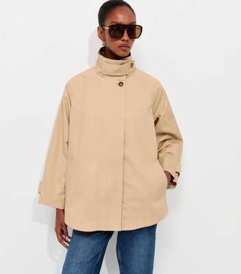 Stone Funnel Neck Raglan Sleeve Jacket
