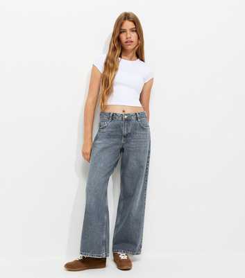 Girls Grey Slouchy Low Rise Jeans