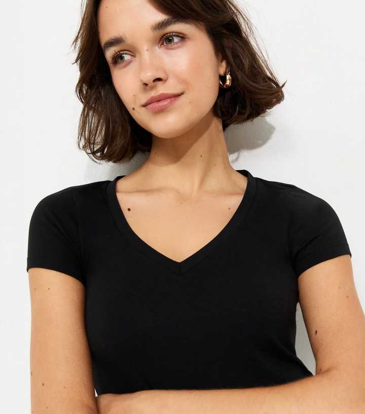 Black Cotton Rich V-Neck T-Shirt